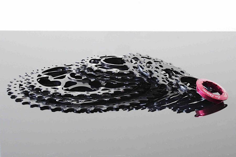 11-46 Cassetta 11 velocità per SHIMANO DEORE XT / nero-rosso 510g