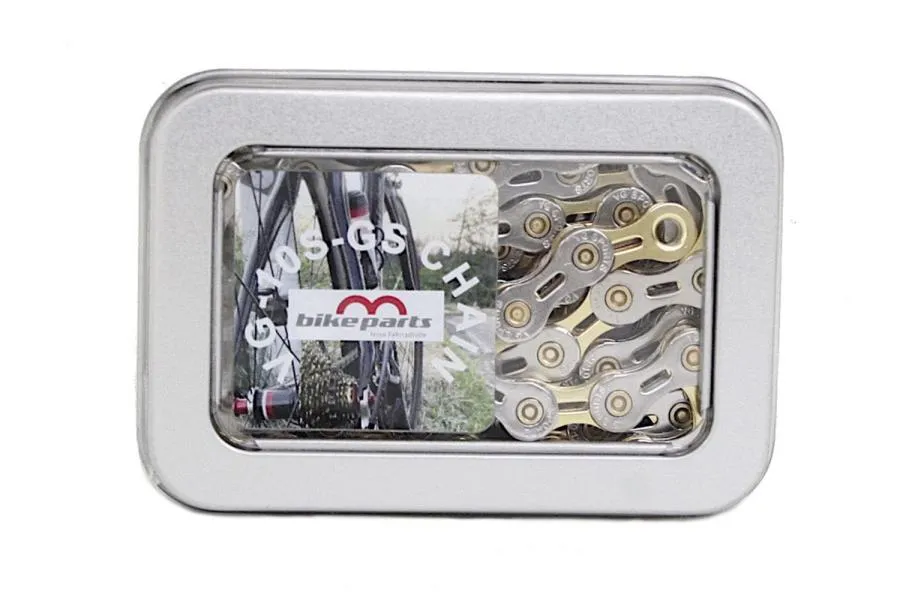 Chain 09/ 10/ 11 Speed gold silver - Bicycle Chain. Chain 09/ 10/ 11 Speed gold silver - Bicycle Chain.