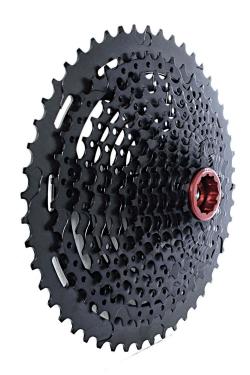 SHIMANO DEORE XT MICRO SPLINE 用 12段 カセット 10-50 / ブラック 555g。