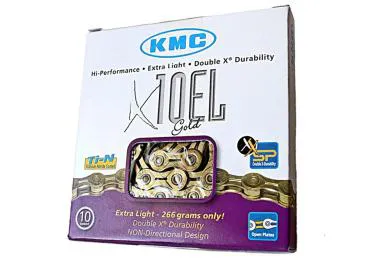 10 Speed chain KMC X10EL suitable for Campagnolo, SHIMANO & SRAM gold.